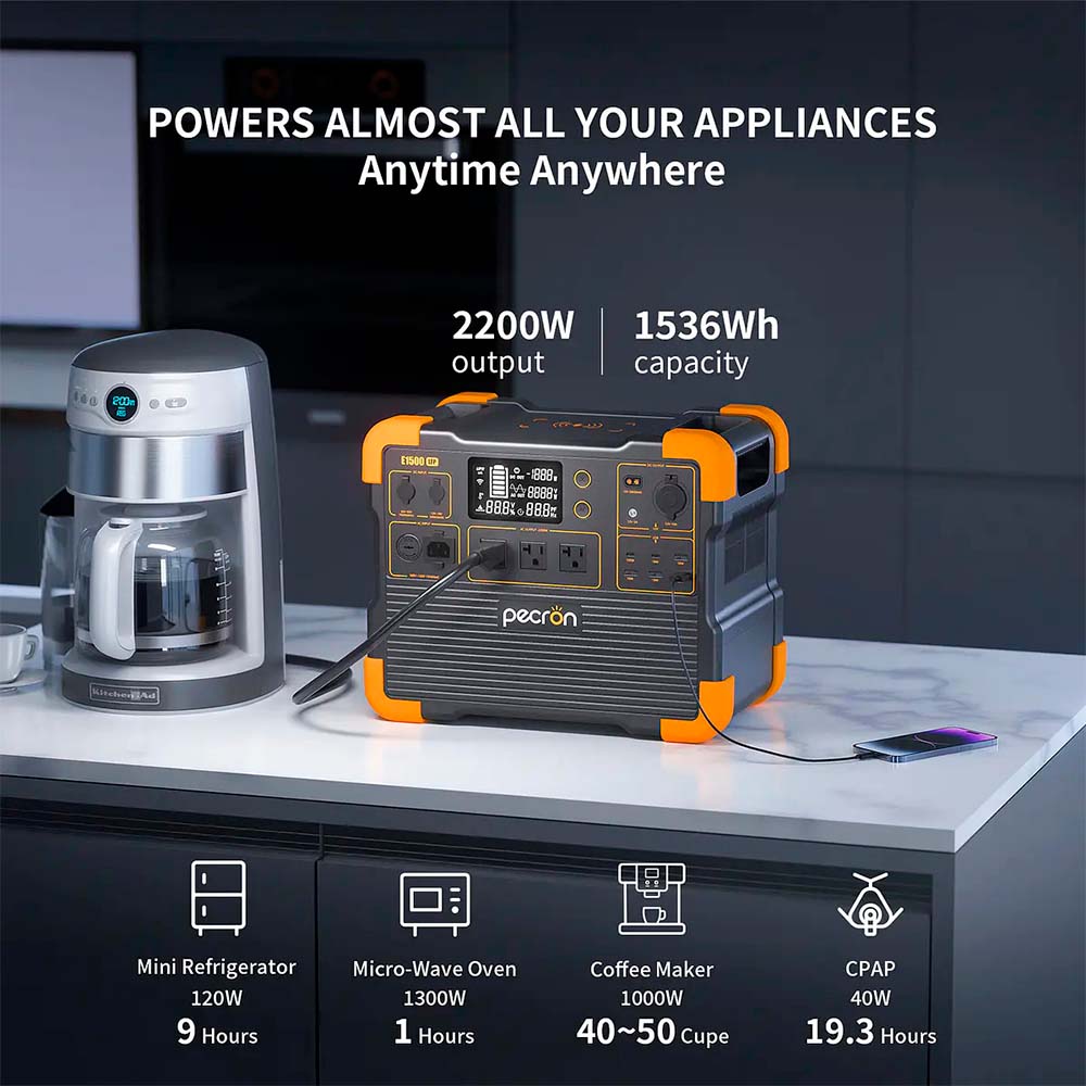 Estación de Energía Portátil Pecron E1500LFP de 1536Wh
