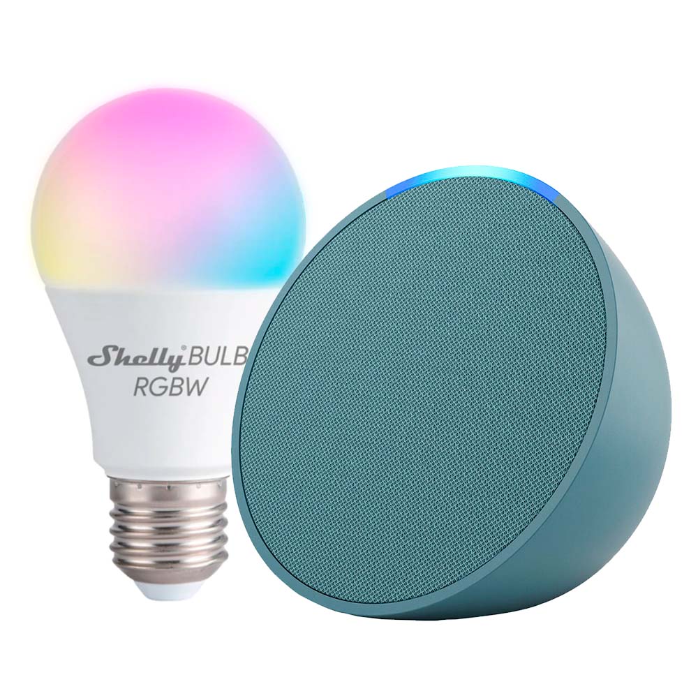 Kit Amazon Echo POP + Ampolleta Shelly Duo RGBW E27