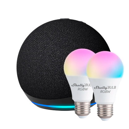 Kit Amazon Echo Dot 5 Gen + 2x Ampolletas Shelly Duo RGBW E27