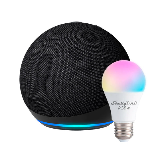 Kit Amazon Echo Dot 5 Gen + Ampolleta Shelly Duo RGBW E27