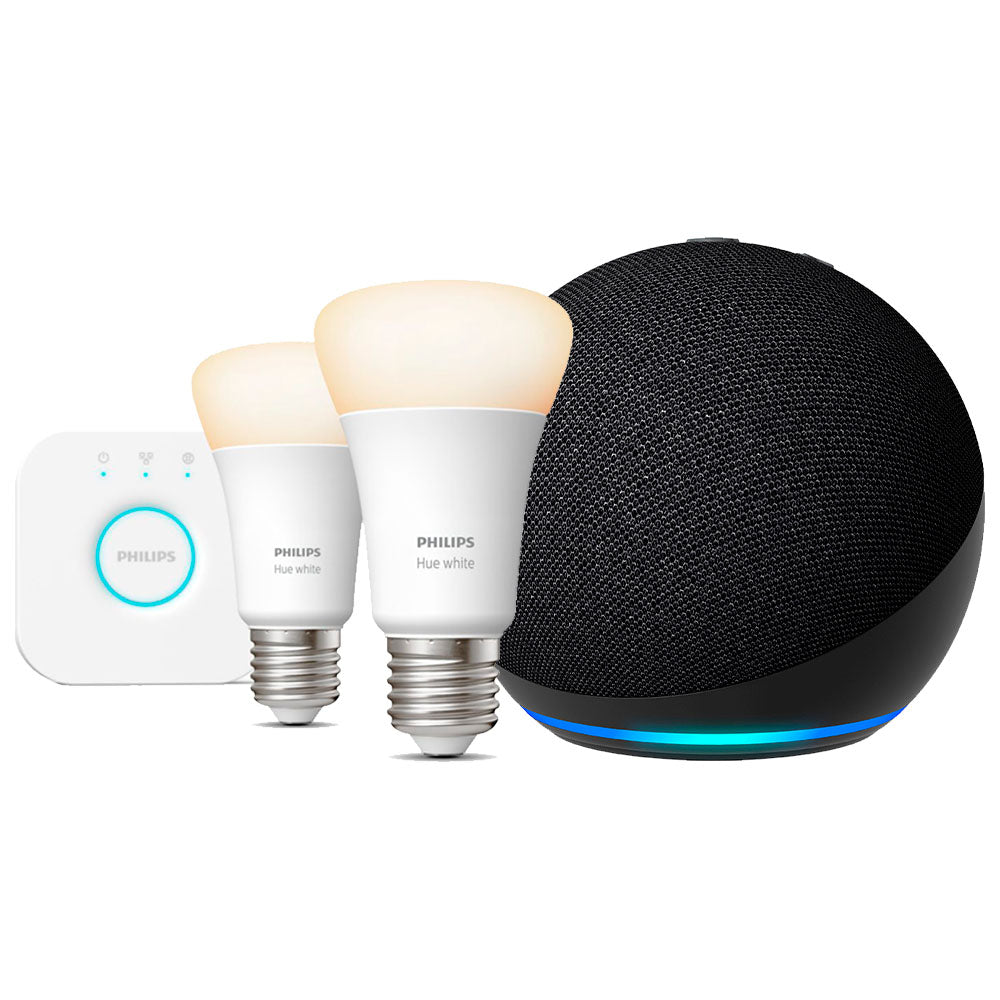 Kit Amazon Echo Dot 5 gen+ Philips Hue White 2 Ampolletas Led + Bridge