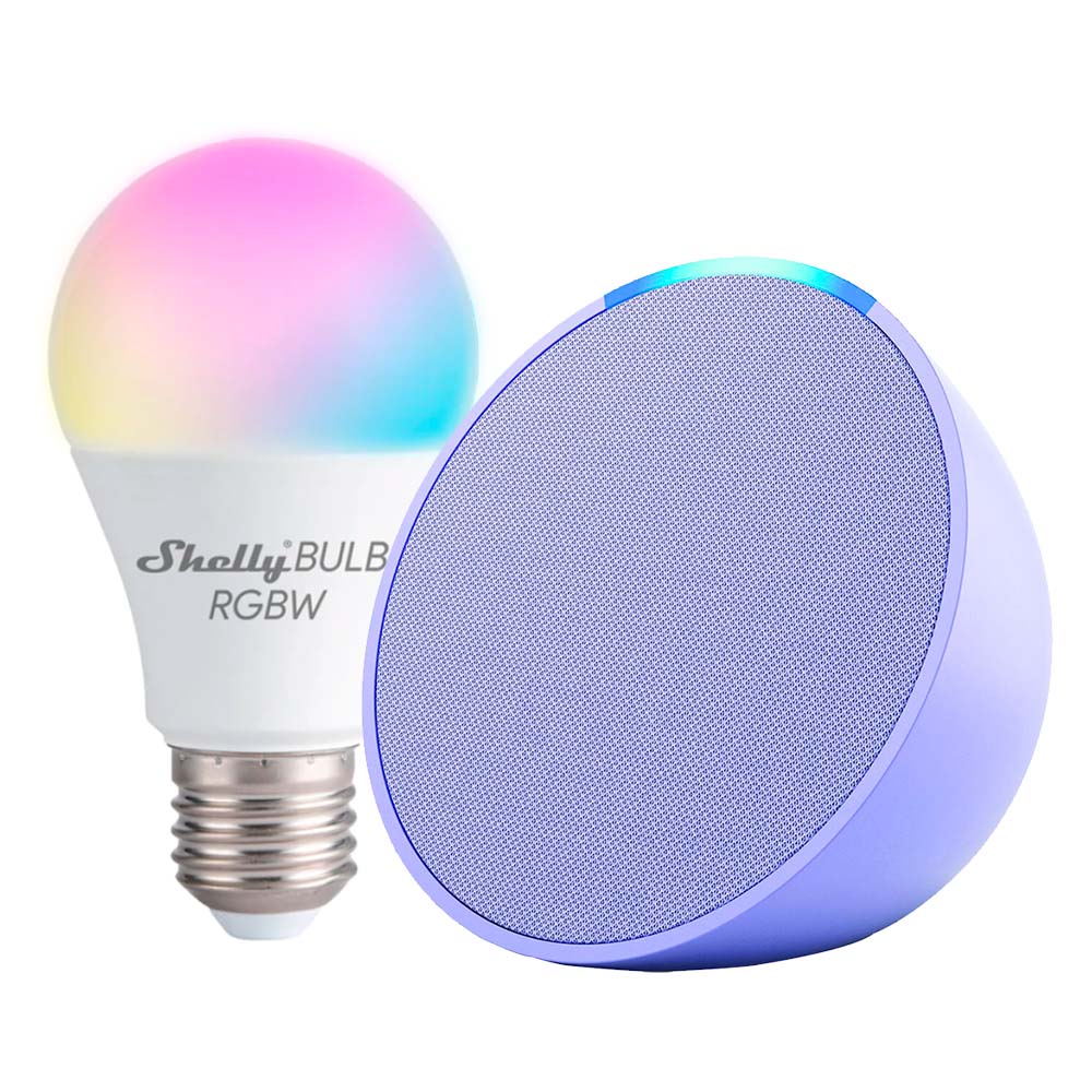 Kit Amazon Echo POP + Ampolleta Shelly Duo RGBW E27