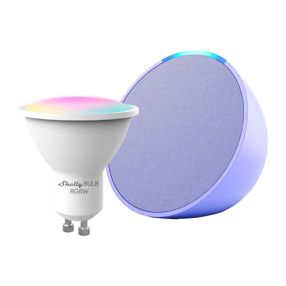 Kit Amazon Echo POP + Ampolleta Shelly Duo WiFi RGBW GU10