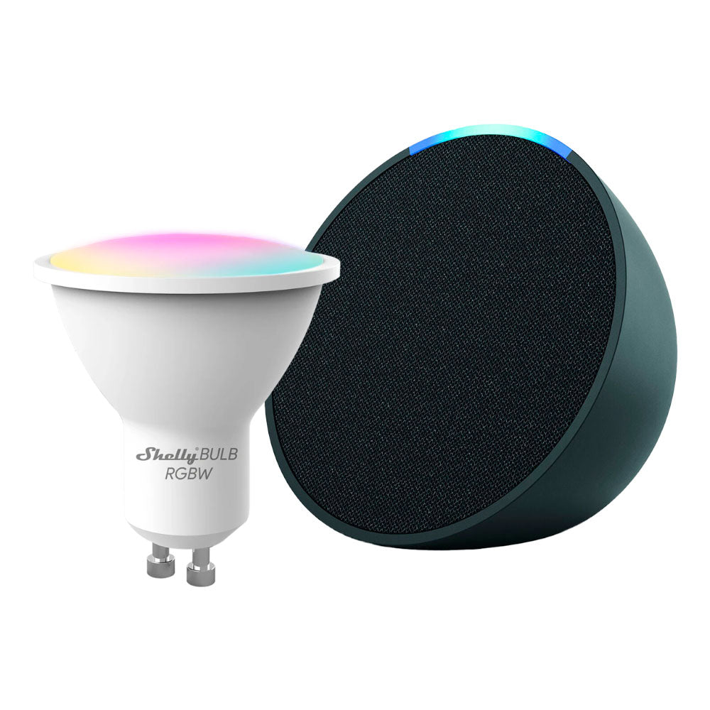 Kit Amazon Echo POP + Ampolleta Shelly Duo WiFi RGBW GU10