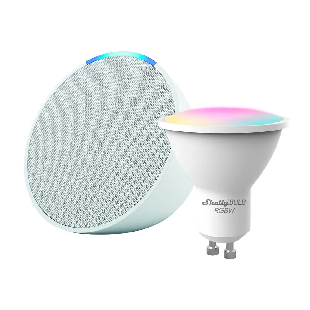 Kit Amazon Echo POP + Ampolleta Shelly Duo WiFi RGBW GU10