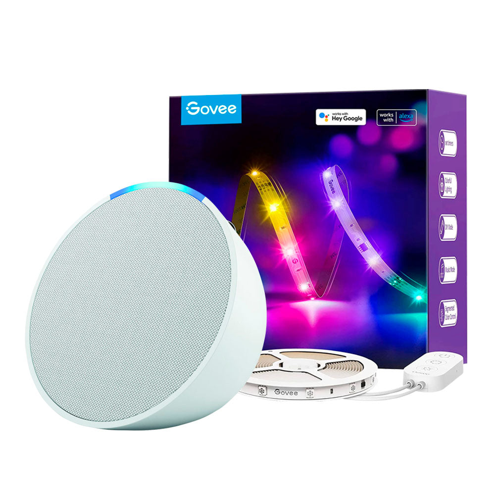 Kit Amazon Echo POP + Tira de luces LED Govee RGBIC Basic Wi-Fi + Bluetooth