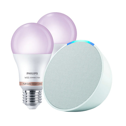 Kit Amazon Echo POP + 2x Ampolletas Philips Smart 60W E27