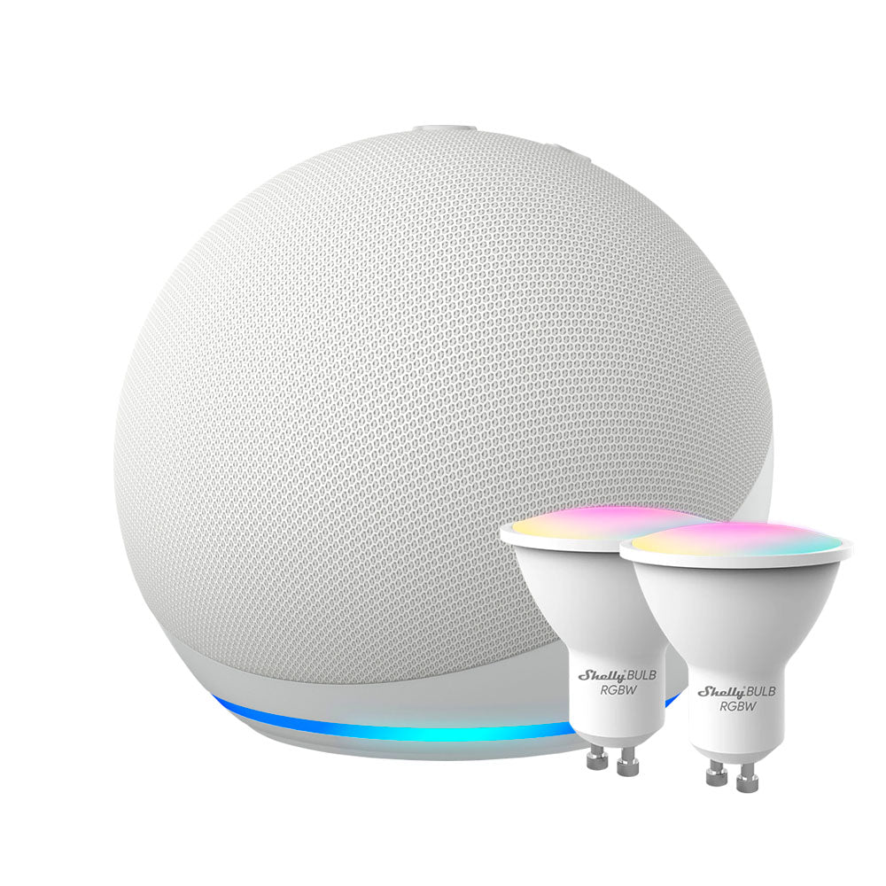 Kit Amazon Echo Dot 5 Gen + 2x Ampolleta Shelly Duo WiFi RGBW GU10