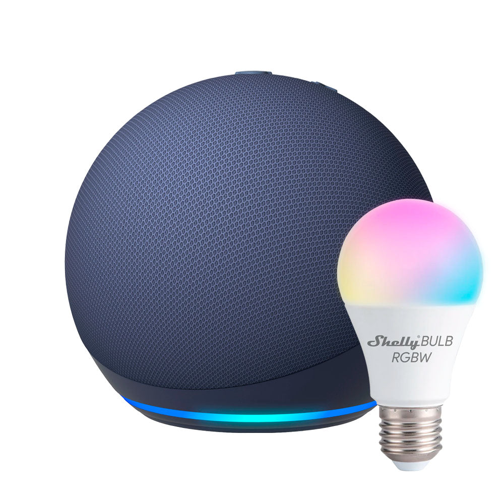Kit Amazon Echo Dot 5 Gen + Ampolleta Shelly Duo RGBW E27