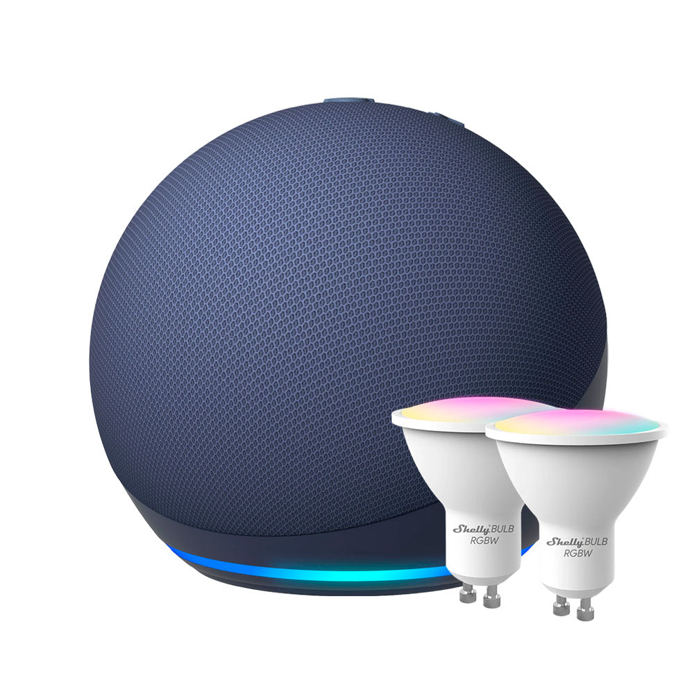 Kit Amazon Echo Dot 5 Gen + 2x Ampolleta Shelly Duo WiFi RGBW GU10