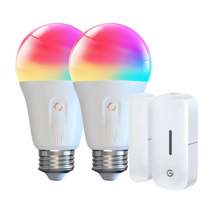Kit 2x Ampolletas Smart RGBWW + 1x Sensor de puerta y ventana