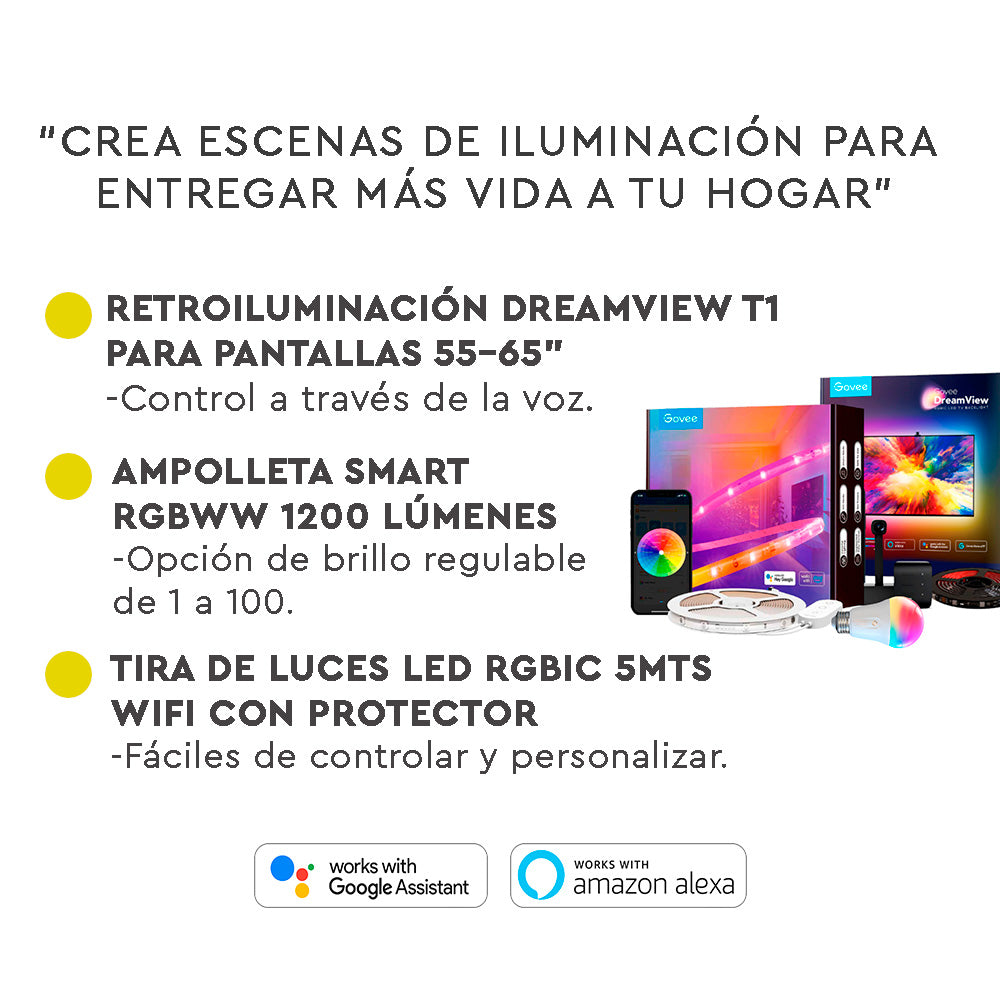 Kit Retroiluminación T1 + Tira LED 5 mts + Ampolleta Smart