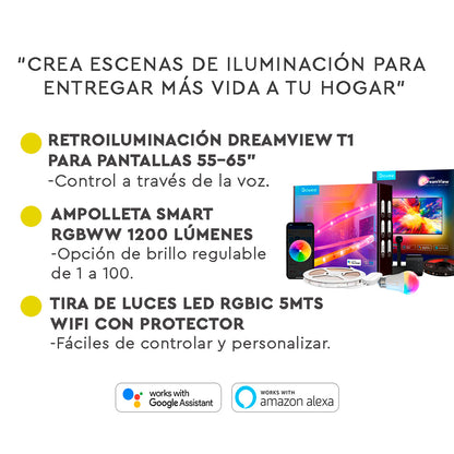 Kit Retroiluminación T1 + Tira LED 5 mts + Ampolleta Smart