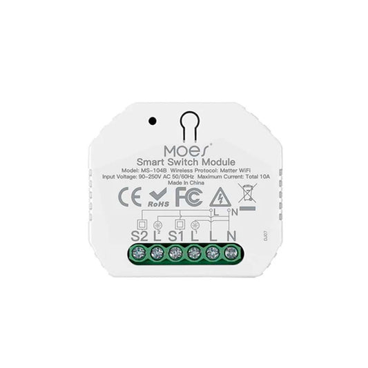 Interruptor WiFi Mini Smart Switch Matter 2 Gang Moes - imagen 1