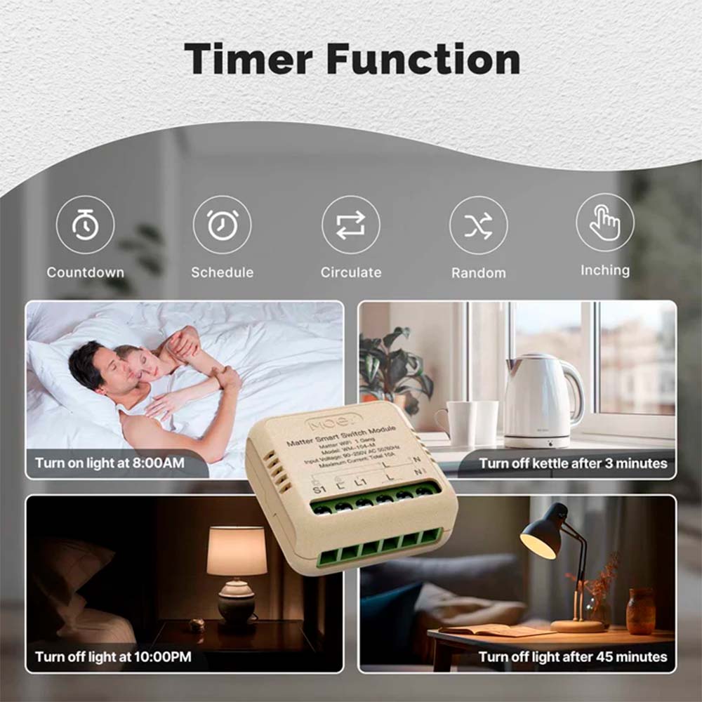 Interruptor WiFi Mini Smart Switch Matter 2 Gang Moes - imagen 4