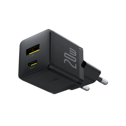 Cargador Rápido Baseus Palm Cluster USB y Tipo C 20W + Cable Tipo C a Tipo C Negro