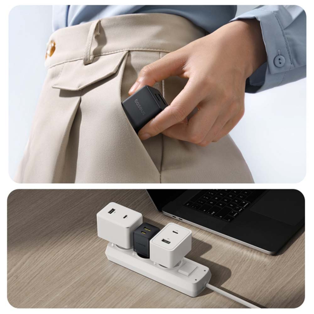 Cargador Rápido Baseus Palm Cluster USB y Tipo C 20W + Cable Tipo C a Tipo C Negro