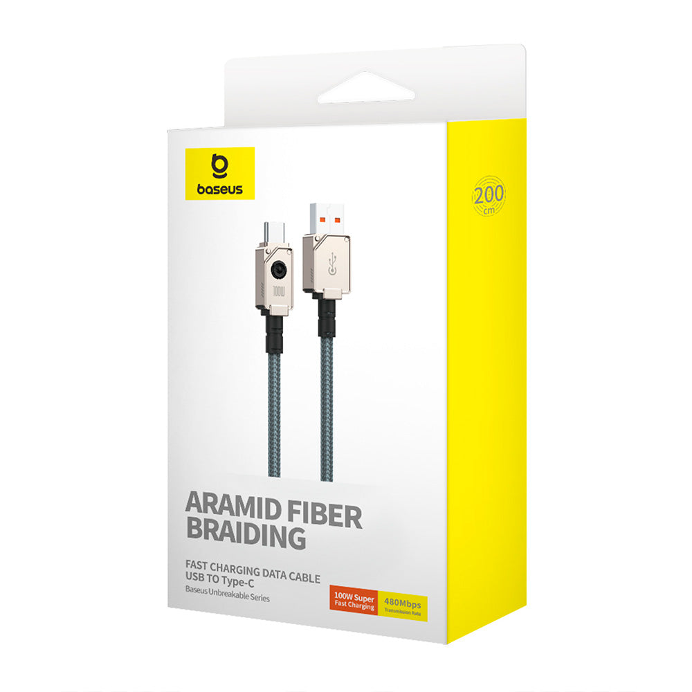 Cable de Carga Rápida USB a Tipo-C Unbreakable 2Mts 100w Baseus Open Box