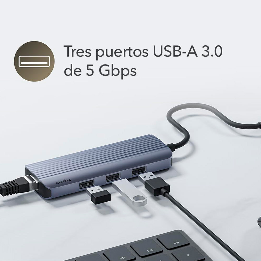 Hub USB-C 6 en 1 adaptador multipuerto Cudy