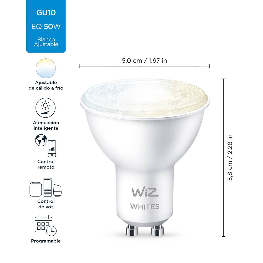 Ampolleta LED Wiz Wifi Luz Calido/fria 4.9w Gu10