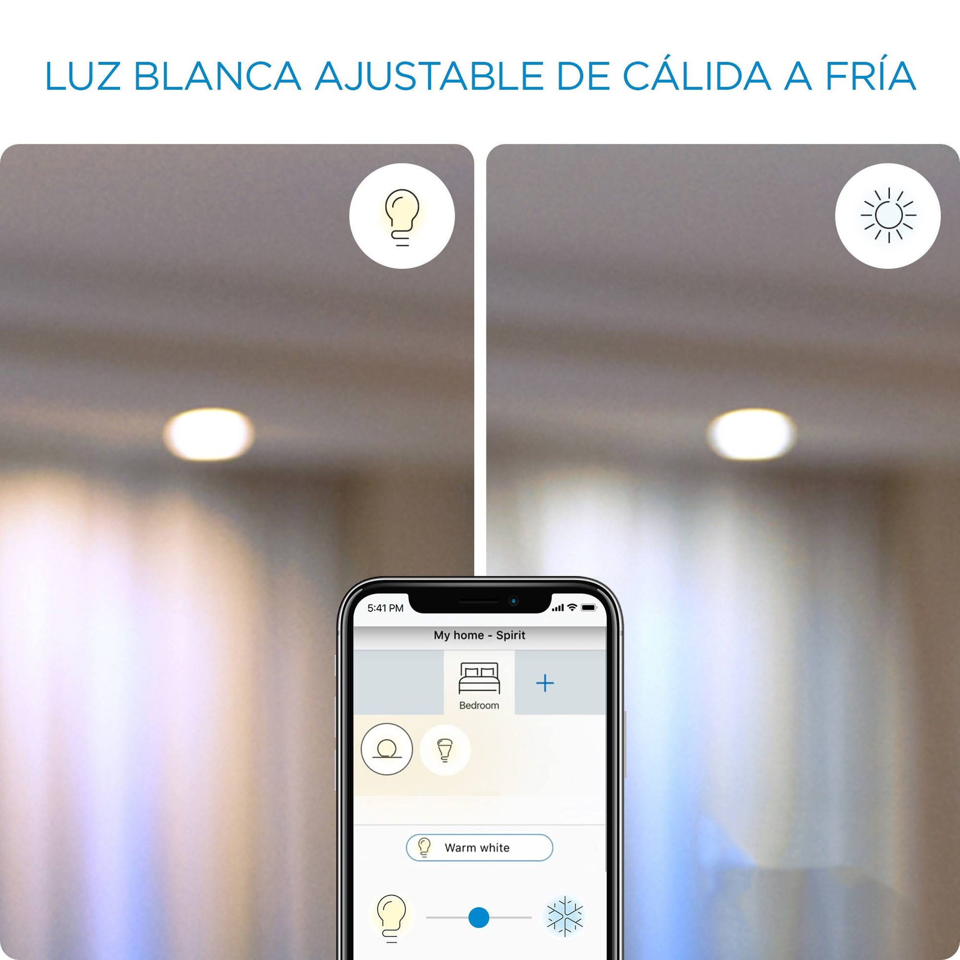 Bombilla Inteligente LED Wiz, luz fría y cálida, luz blanca