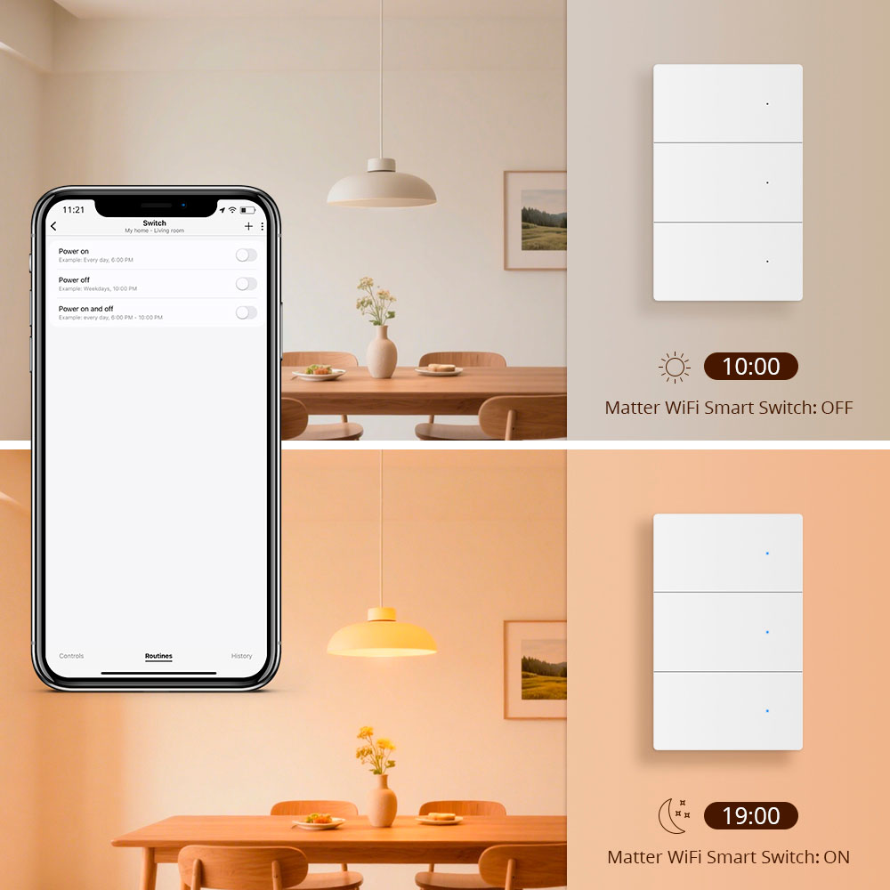 Interruptor con neutro Matter Wifi 2 canales Blanco Zemismart - imagen 3