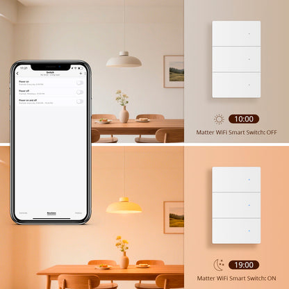 Interruptor con neutro Matter Wifi 3 canales Blanco Zemismart - imagen 3