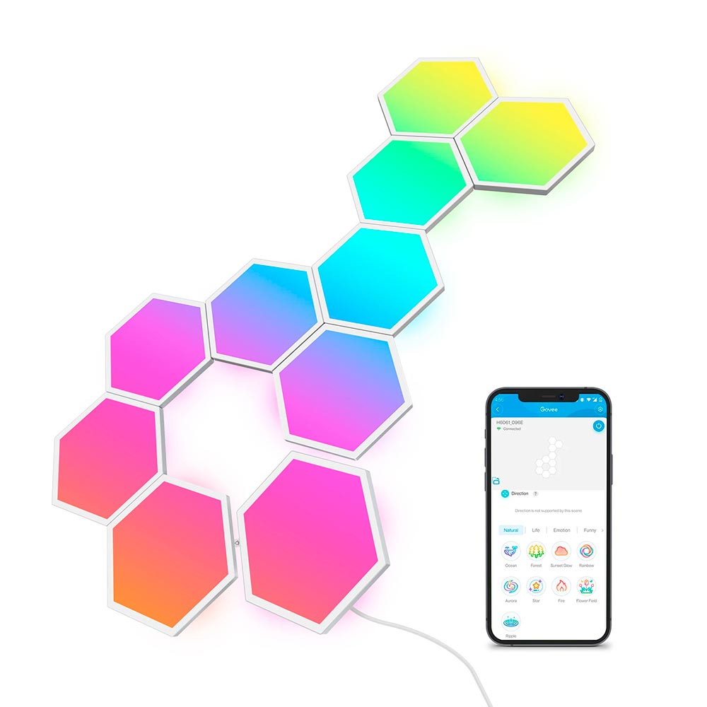 10 Paneles de Luz Hexagonales Glide – Govee Open Box