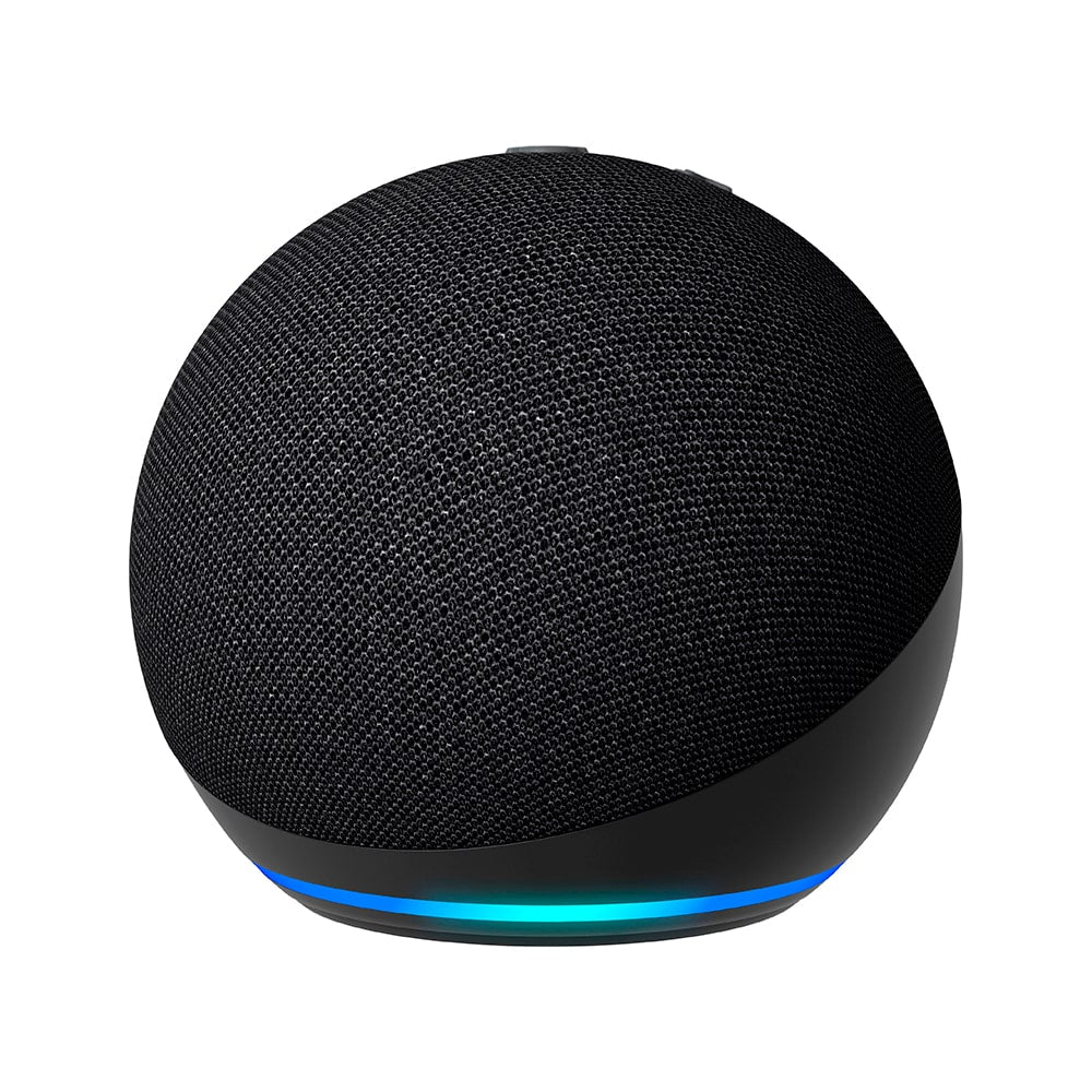 Kit Alexa Echo Dot 5 Black + 3 Ampolletas Multicolor + Tomacorriente Smart