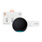 Kit Alexa Echo Dot 5 Black + 3 Ampolletas Tradicionales + Tomacorriente Smart