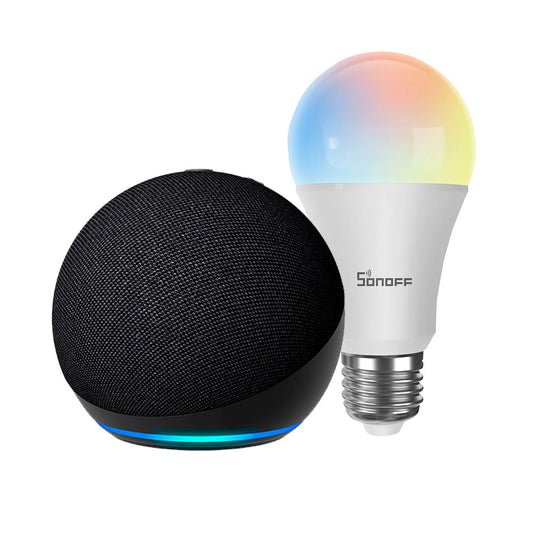 Kit Alexa Echo Dot 5 Black + Ampolleta Wifi Multicolor E27