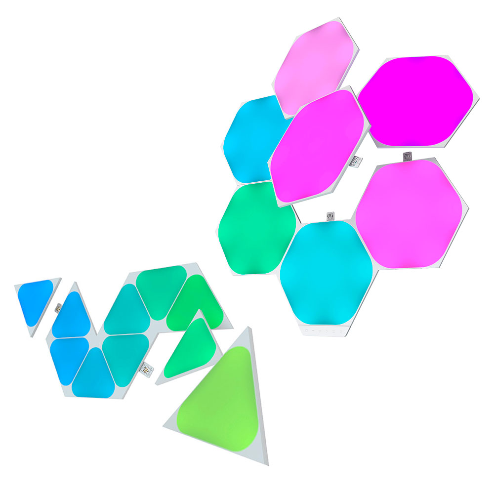 Pack Luces Modulares 7 Hexagonales + 10 Mini Triangulares Nanoleaf