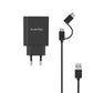 Cargador carga rápida Slim + cable Dusted Negro