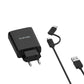 Cargador carga rápida Slim + cable Dusted Negro