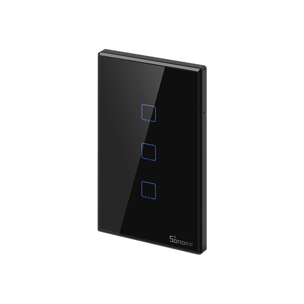 Interruptor de pared Sonoff T3US3C-TX RF de 3 canales – Negro